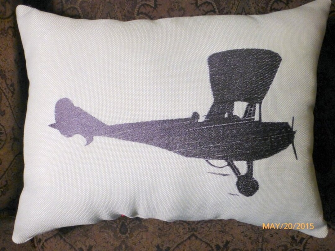 Airplane Pillow cover, Embroidered Airplane pillow, Vintage airplane pillow cove MakerPlace by Michaels